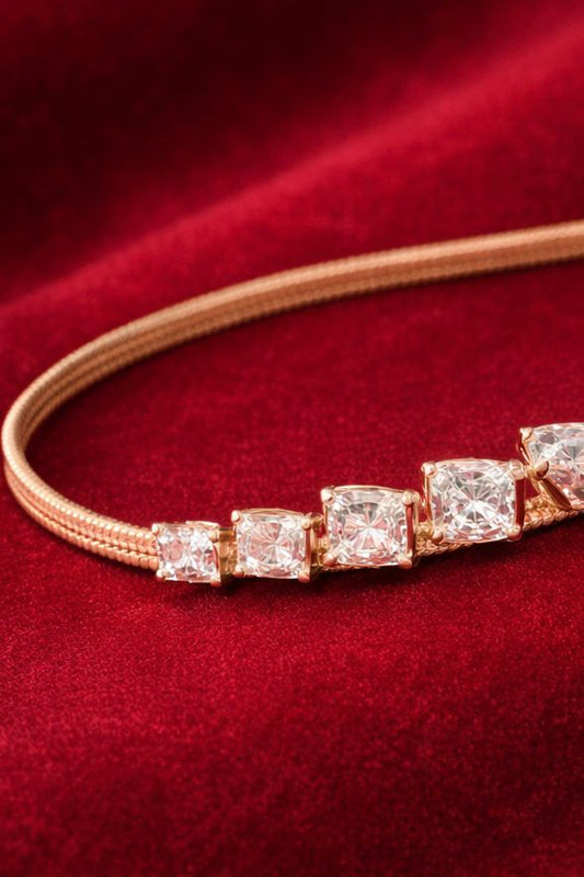 Rose gold bracelet with square-cut crystals