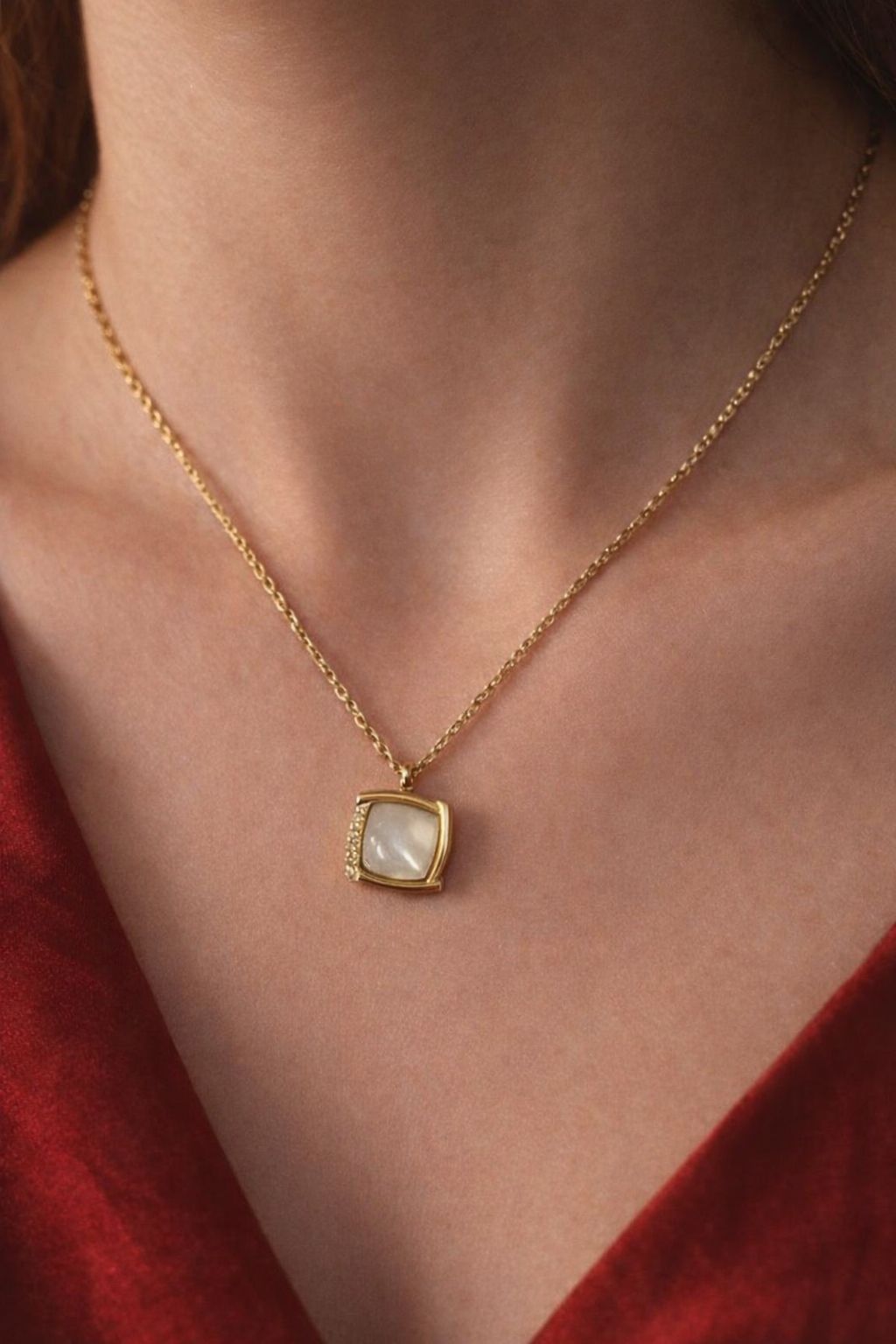 Ethereal Moonstone Square Pendant