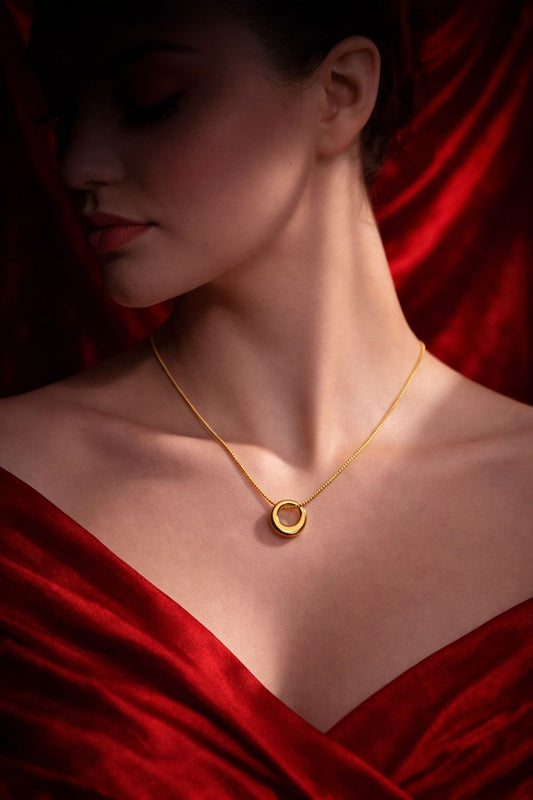 Aura Double Ring Pendant Necklace