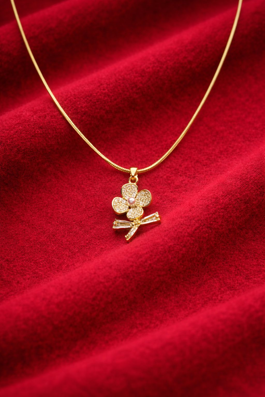 Luna Bloom Bow Pendant Necklace