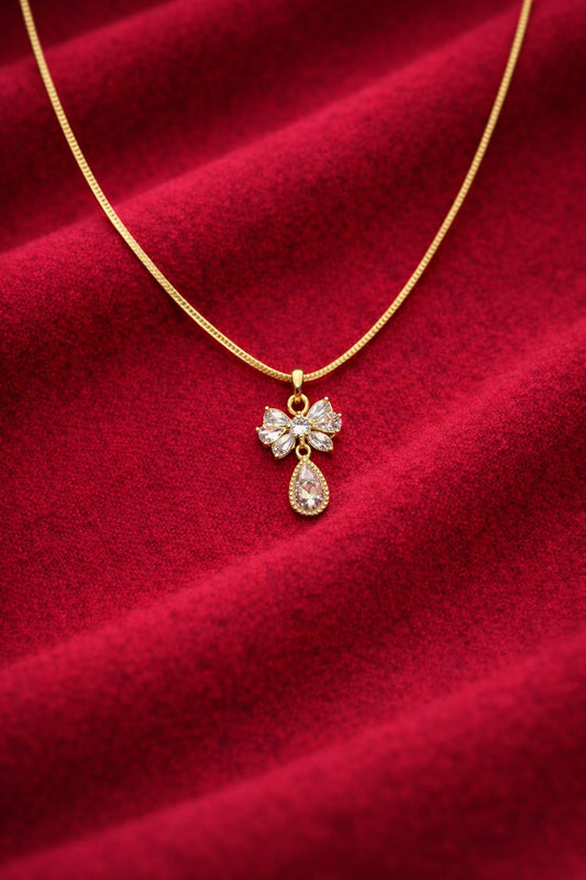 Celeste Bow Drop Crystal Necklace