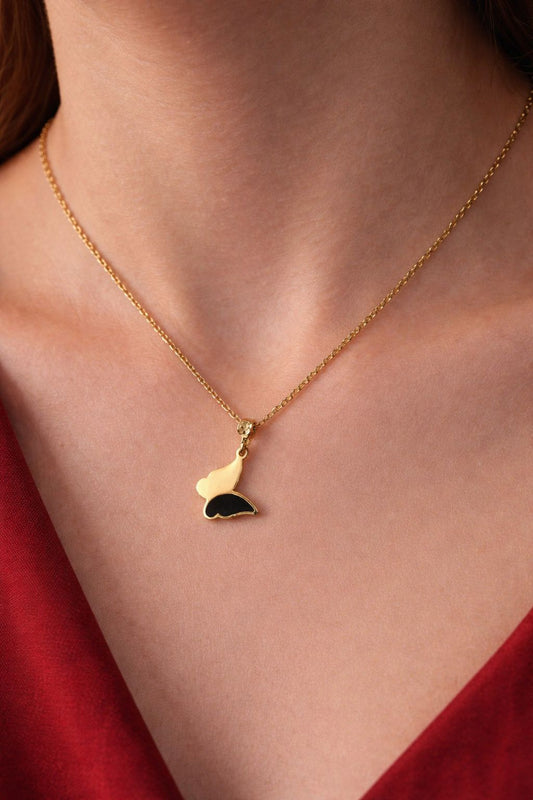 Onyx Wing Butterfly Necklace