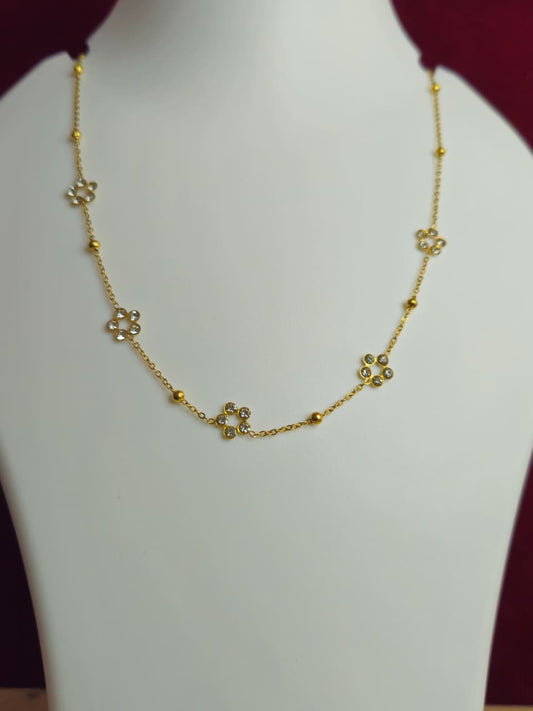 Floral Crystal Charm Necklace