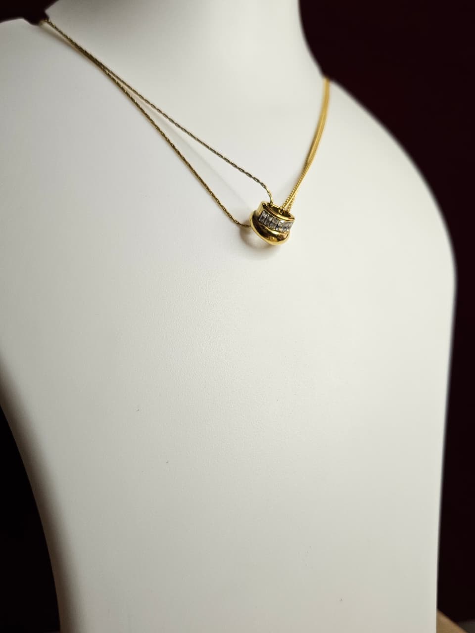 Dual Layer Crystal Barrel Necklace