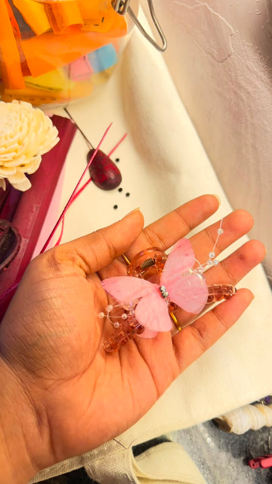 Pink Butterfly Claw Clip