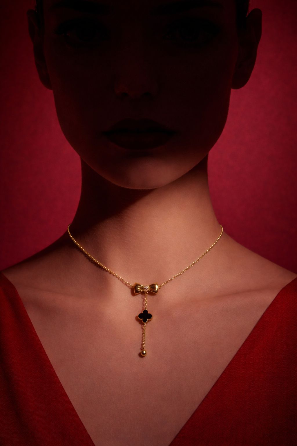 Midnight Bow Y-Drop Necklace