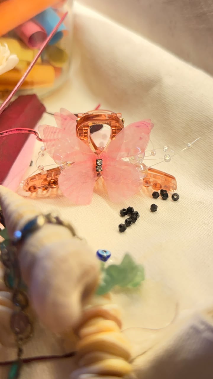 Pink Butterfly Claw Clip