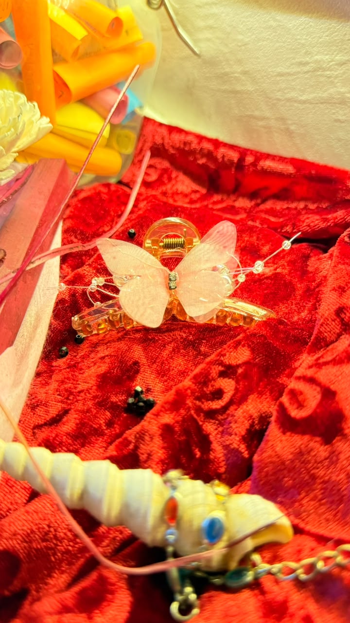 Pink Butterfly Claw Clip