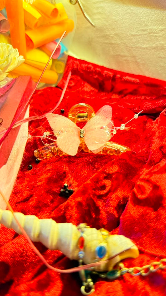 Pink Butterfly Claw Clip