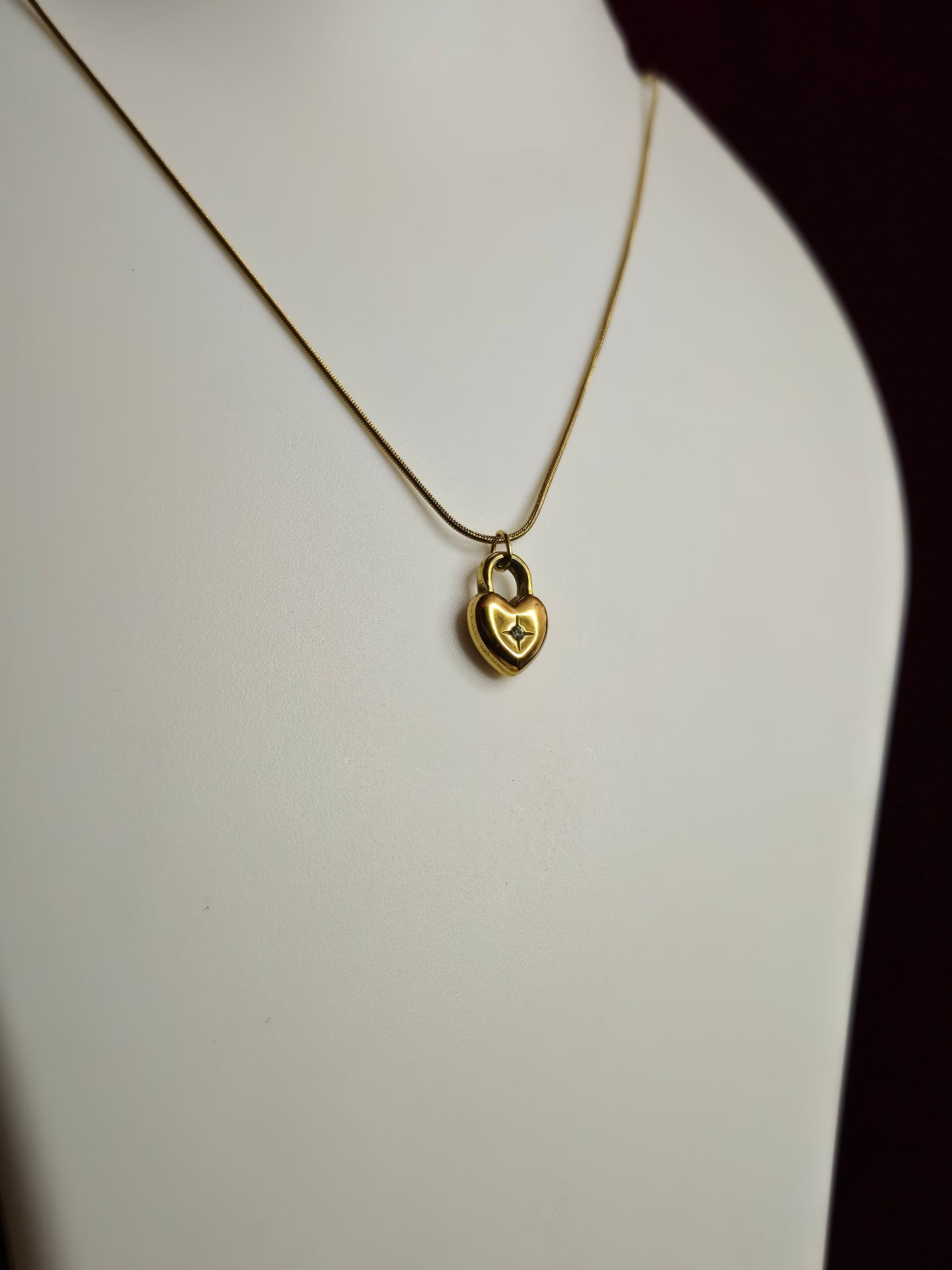 Golden Heart Lock Necklace
