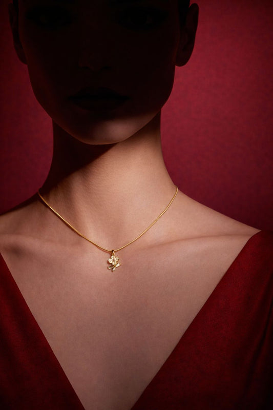 Luna Bloom Bow Pendant Necklace