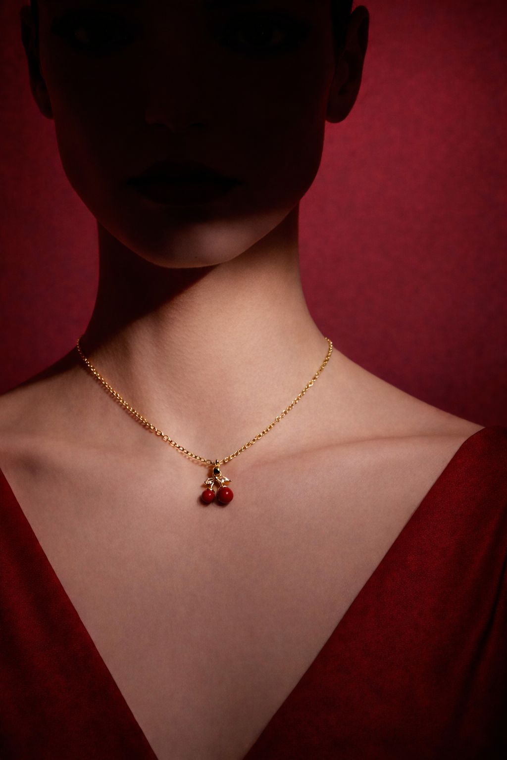 Cherry Crystal Bloom Pendant Necklace