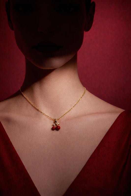 Cherry Crystal Bloom Pendant Necklace